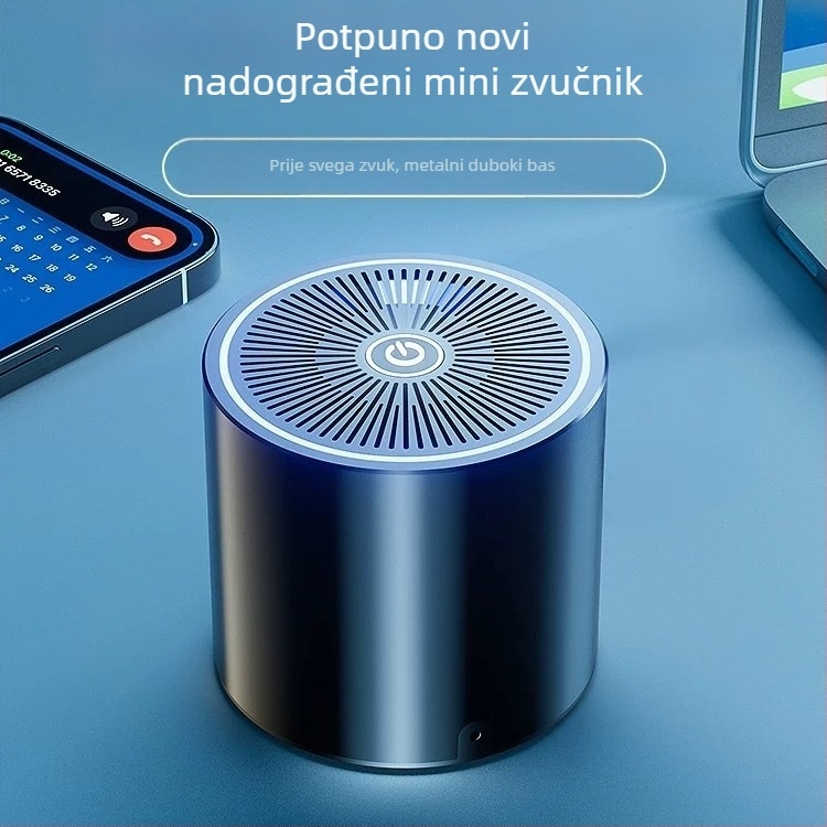 T5 Bluetooth zvučnik, mali kompaktni zvučnik s USB karticom, bežični subwoofer, Bluetooth 5.3, raspon 60 Hz–15 kHz, SNR ≥95 dB, domet 10 m, ugrađena baterija 2000–4000 mAh, nominalna snaga 5 W