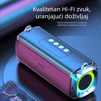Prijenosni Bluetooth zvučnik s RGB osvjetljenjem i naramenicom, 2 zvučnika, 5W, Bluetooth 5.0, IPx3, ugrađena baterija 1200–2000 mAh