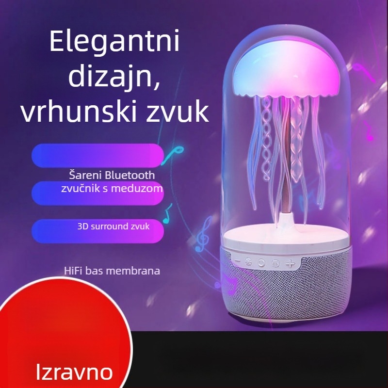 Bluetooth zvučnik s ugrađenom stolnom lampom i dekorativnom bazom inspiriranom meduzom - Bluetooth 5.0, 5W, ugrađena litijska baterija, SNR ≥85dB