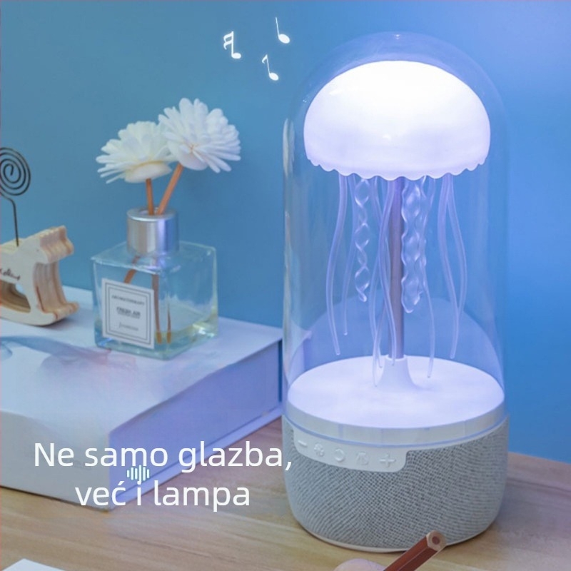Bluetooth zvučnik s ugrađenom stolnom lampom i dekorativnom bazom inspiriranom meduzom - Bluetooth 5.0, 5W, ugrađena litijska baterija, SNR ≥85dB