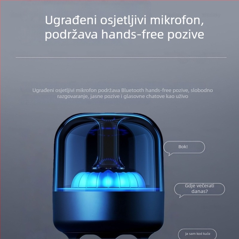 Bluetooth 5.0 zvučnik s LED osvjetljenjem, 3W, 100Hz–20kHz, SNR ≥75dB, slot za karticu