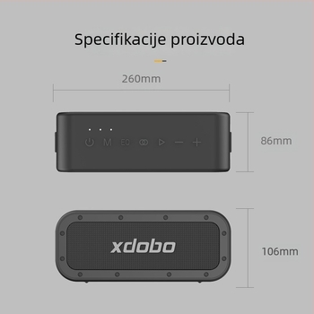 Xidobao xdobo1983PLUS Bluetooth zvučnik — Vanjski prijenosni reproduktor, 80W snage, IPX7 vodootporan, ugrađena baterija 6000mAh, Bluetooth 5.2