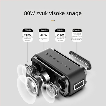 Xidobao xdobo1983PLUS Bluetooth zvučnik — Vanjski prijenosni reproduktor, 80W snage, IPX7 vodootporan, ugrađena baterija 6000mAh, Bluetooth 5.2
