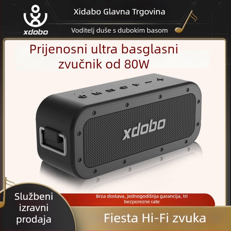 Xidobao xdobo1983PLUS Bluetooth zvučnik — Vanjski prijenosni reproduktor, 80W snage, IPX7 vodootporan, ugrađena baterija 6000mAh, Bluetooth 5.2