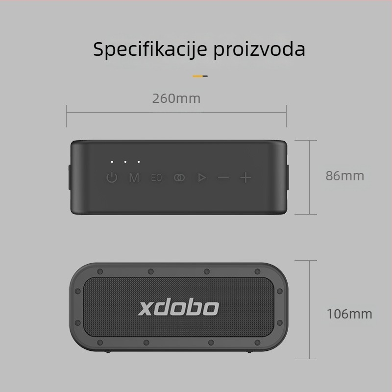 Xidobao xdobo1983PLUS Bluetooth zvučnik — Vanjski prijenosni reproduktor, 80W snage, IPX7 vodootporan, ugrađena baterija 6000mAh, Bluetooth 5.2