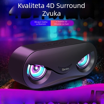 M6 Bluetooth zvučnik s LED osvjetljenjem, 10W, ugrađena baterija 2000–4000 mAh, Bluetooth 5.0, 100 Hz–20 kHz, 2 zvučnika, TF kartica i hands-free pozivi