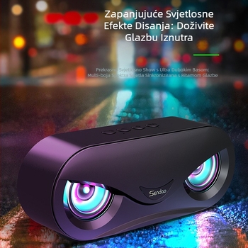 M6 Bluetooth zvučnik s LED osvjetljenjem, 10W, ugrađena baterija 2000–4000 mAh, Bluetooth 5.0, 100 Hz–20 kHz, 2 zvučnika, TF kartica i hands-free pozivi
