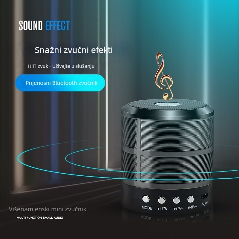 Metalni mini Bluetooth zvučnik s utorom za karticu | 3W | 100 Hz–20 kHz | IPX2 | Ugrađena baterija 300–500 mAh