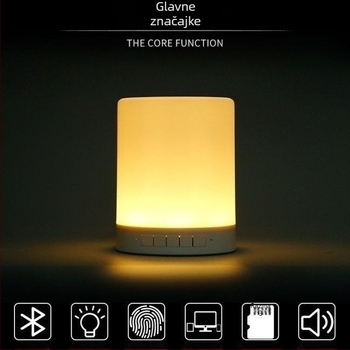 Mini Bluetooth zvučnik sa RGB noćnim svjetlom (3W izlazna snaga, Bluetooth 5.3, ugrađena baterija, 60Hz-15kHz, SNR ≥70dB)