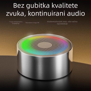 Bežični Bluetooth zvučnik za vanjsku upotrebu, prijenosni mini, 10W, Bluetooth 5.0, 20 Hz-20 kHz, SNR ≥70 dB, ugrađena baterija 300-500 mAh, domet 10 m