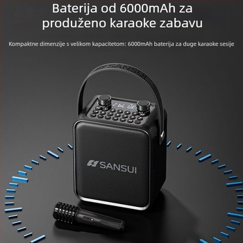 Prenosni karaoke Bluetooth zvučnik za vanjsku upotrebu, IPX7 vodootporan, ugrađena 6000mAh baterija, snaga 50W, Bluetooth 5.0