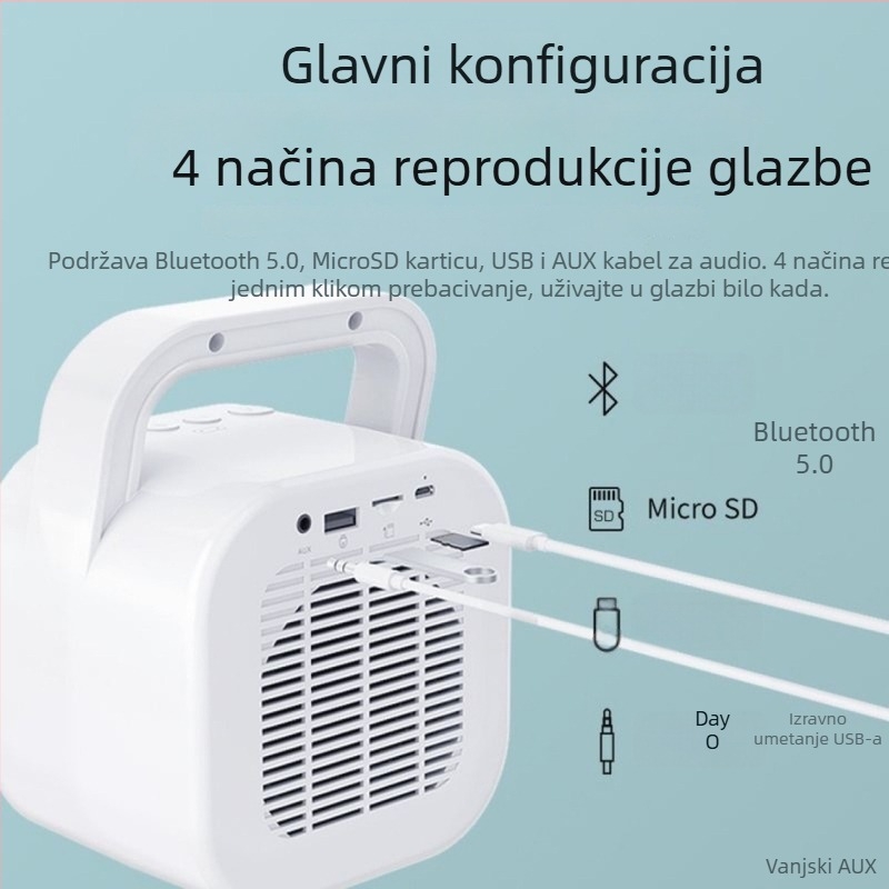 BV670 Bluetooth zvučnik, prijenosni kompaktni audio uređaj s rasponom frekvencija 60Hz-15kHz, SNR ≥85dB, 1 zvučnik, domet 10 m