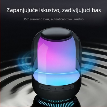 Bežični Bluetooth zvučnik s ambijentalnim osvjetljenjem za stolno računalo, 8W, BT 5.3, 20 Hz–20 kHz, ugrađena baterija 1200–2000 mAh