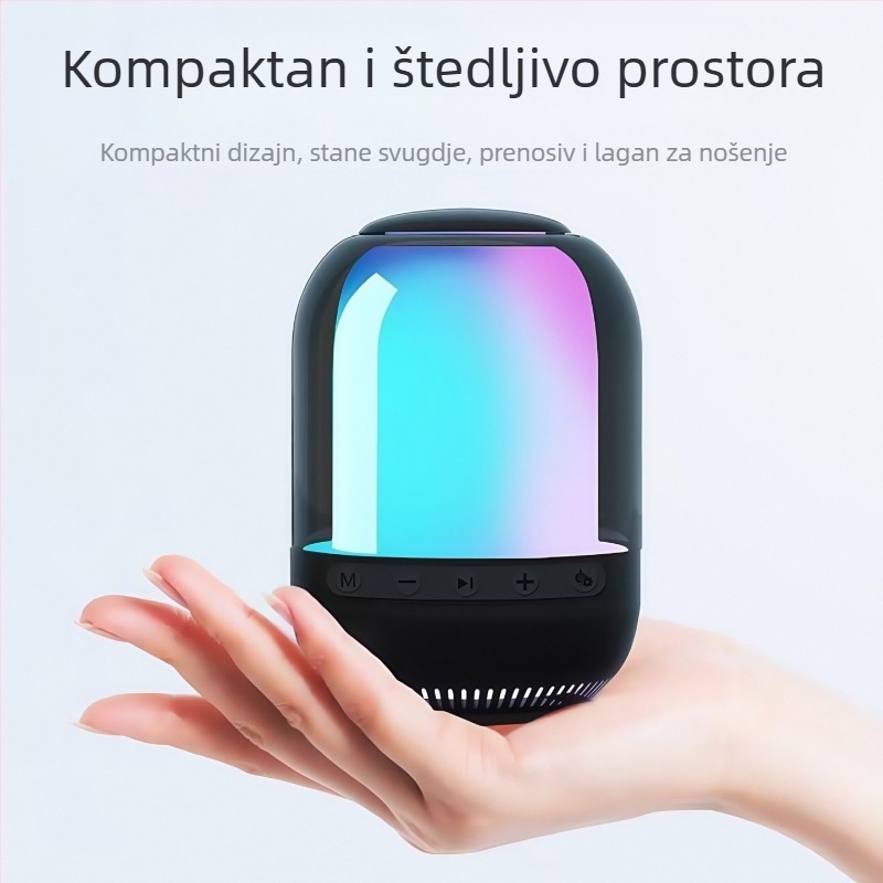 Bežični Bluetooth zvučnik s ambijentalnim osvjetljenjem za stolno računalo, 8W, BT 5.3, 20 Hz–20 kHz, ugrađena baterija 1200–2000 mAh