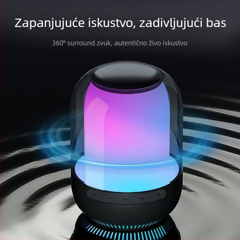Bežični Bluetooth zvučnik s ambijentalnim osvjetljenjem za stolno računalo, 8W, BT 5.3, 20 Hz–20 kHz, ugrađena baterija 1200–2000 mAh