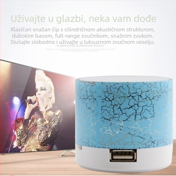 Mini Bluetooth zvučnik s utorom za karticu, IPX1 vodootporan, 3W, 40 Hz–20 kHz, ugrađena baterija 300–500 mAh, Bluetooth 4.0