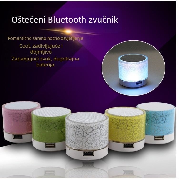 Mini Bluetooth zvučnik s utorom za karticu, IPX1 vodootporan, 3W, 40 Hz–20 kHz, ugrađena baterija 300–500 mAh, Bluetooth 4.0