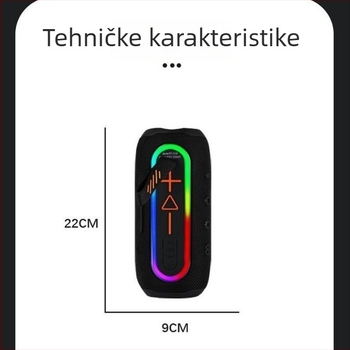Bluetooth zvučnik s subwooferom i RGB osvjetljenjem, Bluetooth 5.1, 2x8W, IPX6 vodootporan, ugrađena baterija 1200–2000mAh