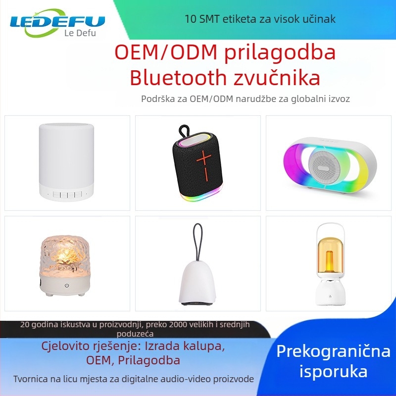 Prijenosni vanjski Bluetooth zvučnik, BT 5.0, 5W, frekvencijski raspon 100 Hz–20 kHz, SNR ≥70 dB, ugrađena baterija 300–500 mAh