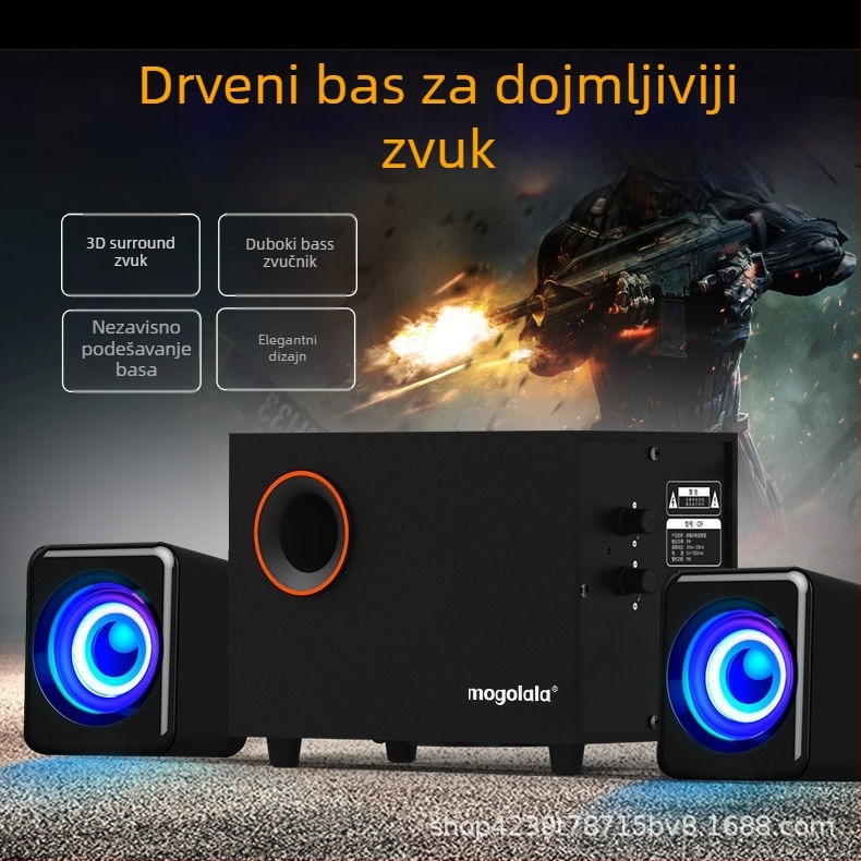 Zvučnik za računalo Q9 s USB ulazom, 3.5 mm audio priključkom, Bluetooth 4.0, izlazna snaga 11W, bežični doseg do 10 m