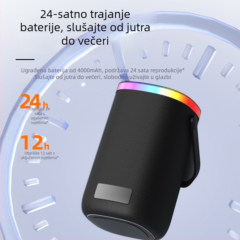 Smoosi prijenosni vanjski Bluetooth zvučnik s dubokim basom, IPX4 vodootporan, LED rasvjeta, 40W ugrađena baterija