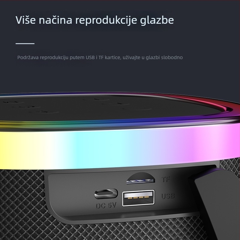 Smoosi prijenosni vanjski Bluetooth zvučnik s dubokim basom, IPX4 vodootporan, LED rasvjeta, 40W ugrađena baterija
