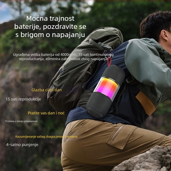 Vodootporan Bluetooth zvučnik, prenosni za vanjsku i kućnu upotrebu, 5W, Bluetooth 5.3, IPX5, ugrađena baterija 2000–4000 mAh, frekvencijski raspon 100 Hz–20 kHz