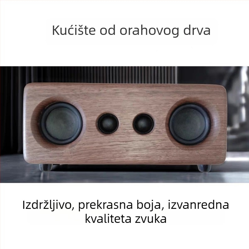 Bluetooth zvučnik od orahovog drveta s ugrađenom baterijom, 30W, 60 Hz–15 kHz, BT 5.1