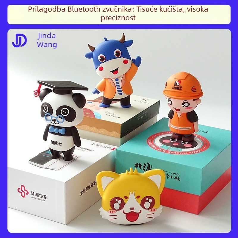 Bluetooth zvučnik za stolno računalo s prilagodljivom 3D maskotom od PVC mekog gumenog materijala, bežični dvokanalni zvučnik, podrška TF kartice, ugrađena baterija, 6 sati reprodukcije, frekvencijski raspon 40 Hz-20 kHz