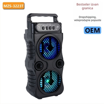 Vanjski bežični Bluetooth zvučnik s dvostrukim 3-inčnim bas zvučnicima, USB napajanje, Bluetooth 5.3, 10W izlaz, ugrađena baterija 1200-2000mAh, domet 15m