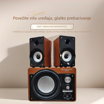 Bežični Bluetooth zvučnik za PC/TV s basom – 220W, Bluetooth 5.0, 40Hz–20kHz, SNR ≥75dB, Drveno kućište