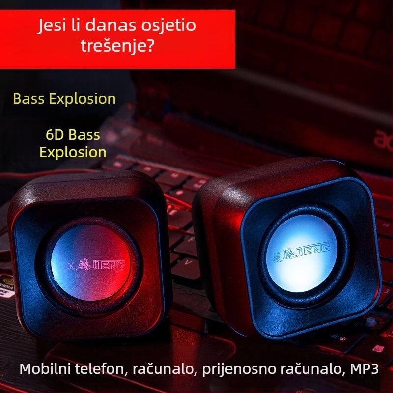 Računalni zvučnici s USB sučeljem, 3,5 mm jack, raspon 40 Hz-20 kHz, 3W izlaz, 2-kanalni