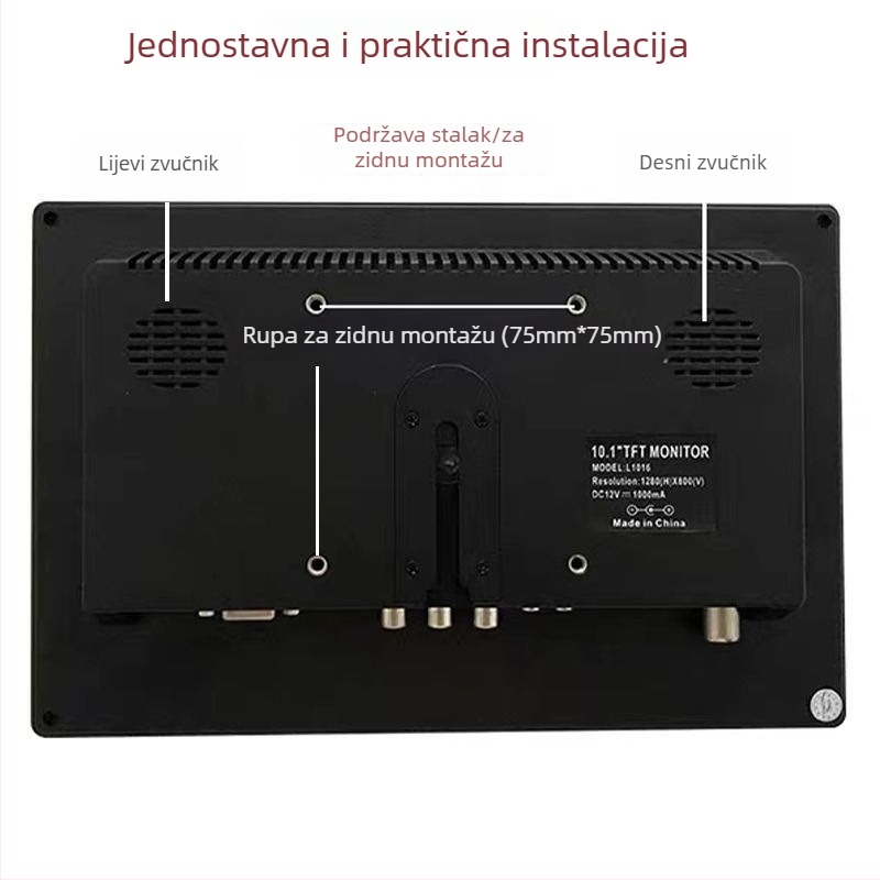 USB zaslonski monitor za auto i dom s USB reprodukcijom i sučeljima VGA/HDMI/RCA/TV, HD