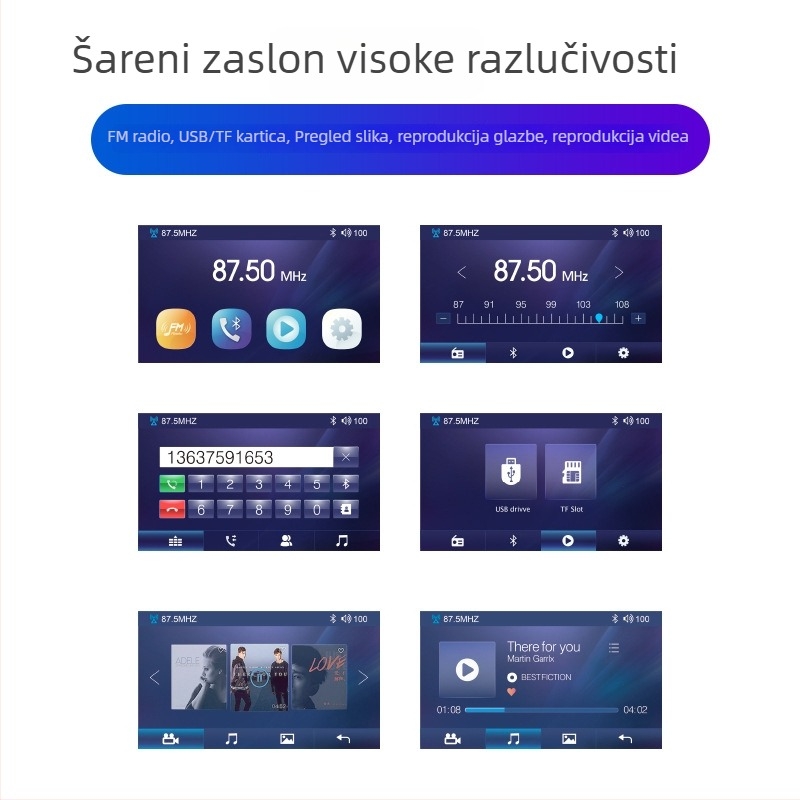 Auto LCD zaslon M6 Android Bluetooth 720p LUTU/OEM