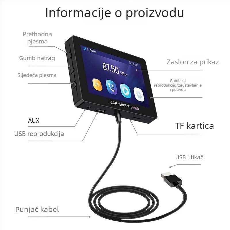 Auto LCD zaslon M6 Android Bluetooth 720p LUTU/OEM