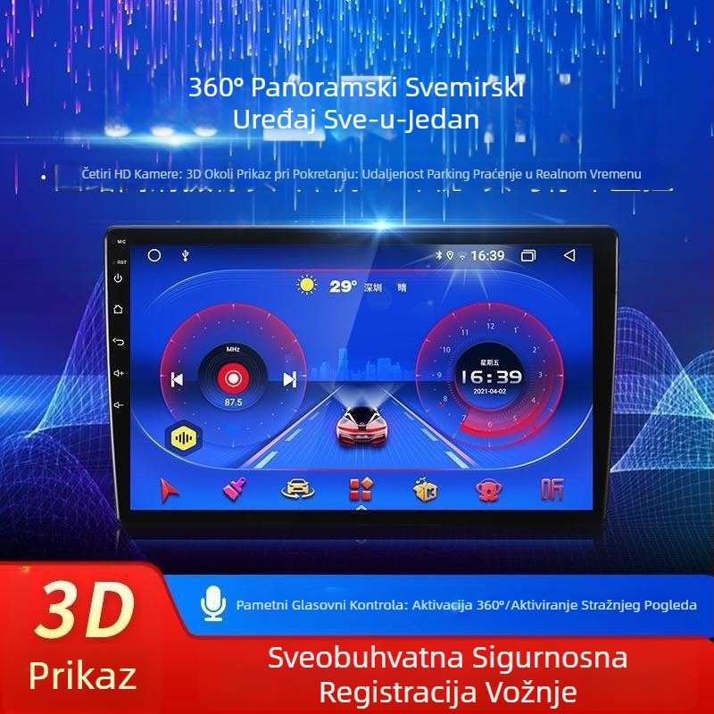 T5 HD 360° panoramski zaslon za automobil s Android navigacijom, 9–10 inčni sve-u-jednom zaslon