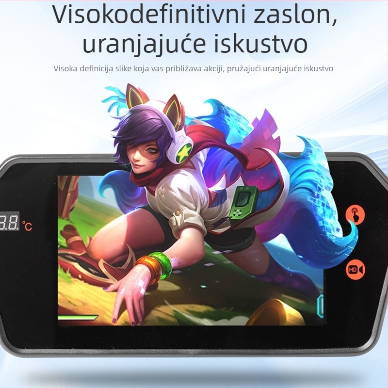 Display retrovizora automobila s Bluetoothom – LCD zaslon, rezolucija 800x480, CVBS ulaz, univerzalna kompatibilnost