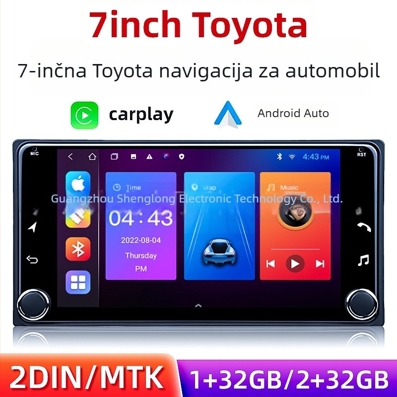 7-inčni navigacijski sustav s CarPlay-om za Toyota Corolla – središnji zaslon s dvostrukim gumbima