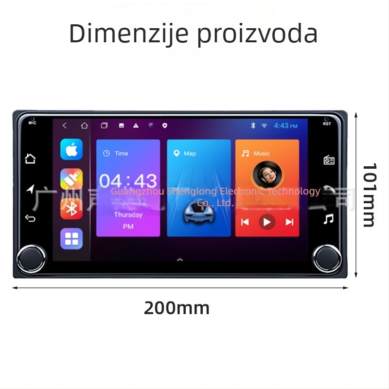 7-inčni navigacijski sustav s CarPlay-om za Toyota Corolla – središnji zaslon s dvostrukim gumbima
