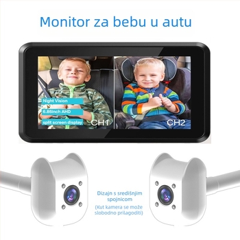 Auto LCD monitor za praćenje bebe na stražnjem sjedalu — IPS, 1280x720, ulaz AHD, format AHD, model H06ahd