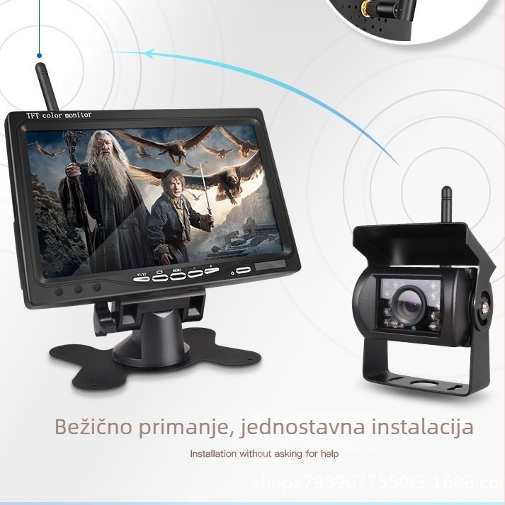 AH-766 Auto LCD monitor, analogni bežični ulaz, rezolucija 800x480