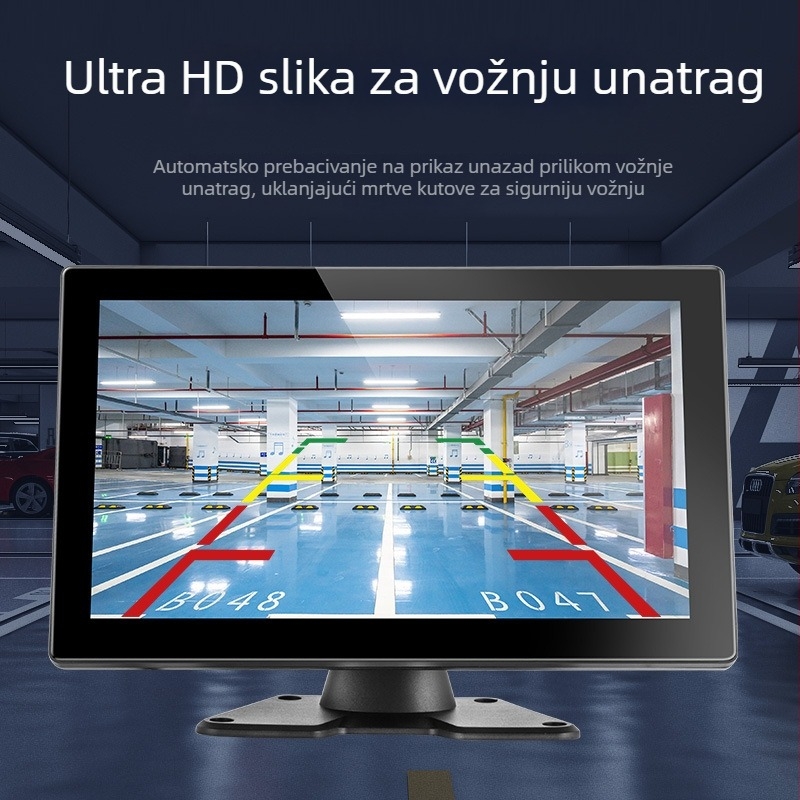 10-inčni zaslon za vozilo s kamerom za stražnji pogled, 12–24V, HD noćni prikaz, zapisnik vožnje i nadzor za kamione i kombajne