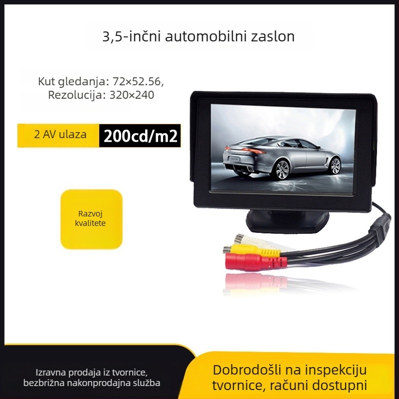 Automobilski LED monitor za sigurnosno nadziranje, napajanje 12V, potrošnja 25W, -10°C do 70°C, 3C certifikat 2019010903268333