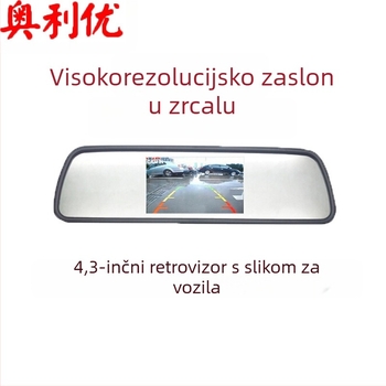 Oliyo automobilni LCD zaslon za retrovizor – monitor za prikaz slike unatrag, AV ulaz, 480p rezolucija
