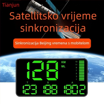 HUD automobilski prikaz, model C90, GPS ulaz, nadmorska visina, vrijeme i statistika prijeđenih kilometara, alarm pretjerane brzine