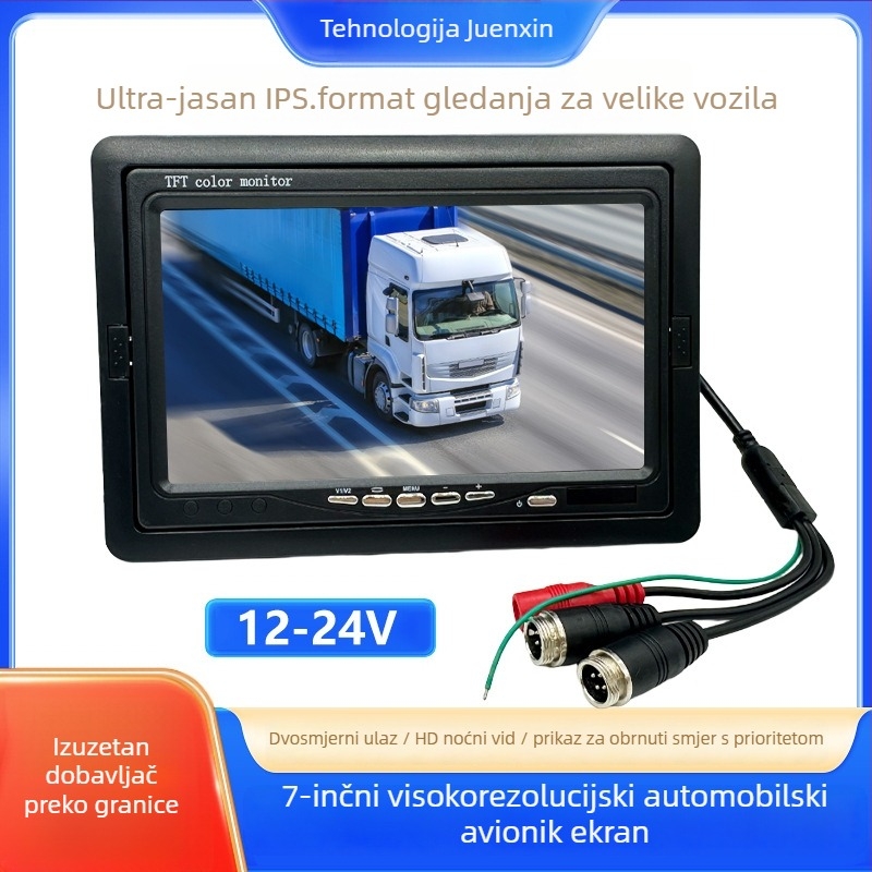 AutolCD monitor s HD prikazom za vožnju unazad, ulaz CVBS, PAL/NTSC, rezolucija 800x480/1024x600