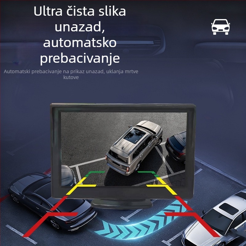 Zaslon za vožnju unazad s sjenilom, 12-24V, rezolucija 480x272, model TJ4301
