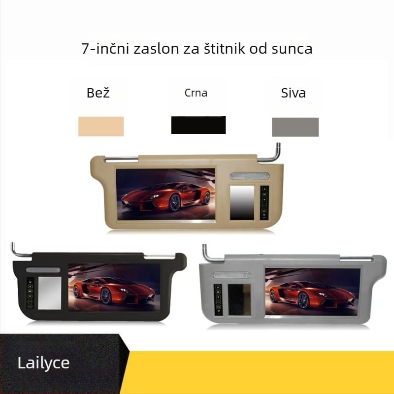 7-inčni automobil monitor za zaštitu od sunca s prioritetom prikaza prilikom vožnje unatrag i ogledalom za šminkanje