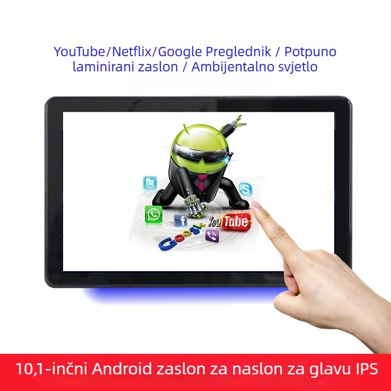 10,1-inčni Android IPS monitor za naslon za glavu, Android 13, zaslon zabave za stražnje sjedalo automobila