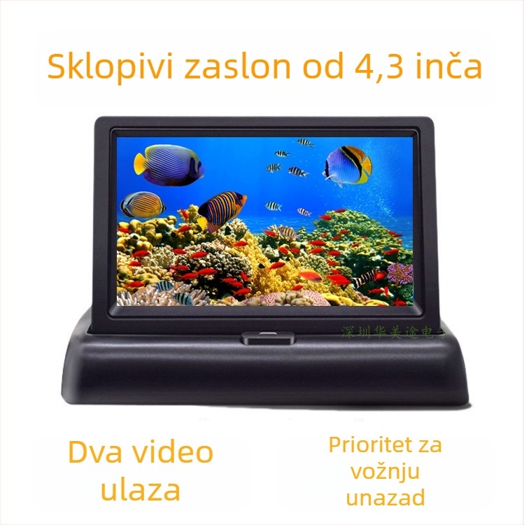 Sklopivi automobilni zaslon, HD digitalni zaslon, 480x272, AV ulaz, prioritet za gledanje unatrag